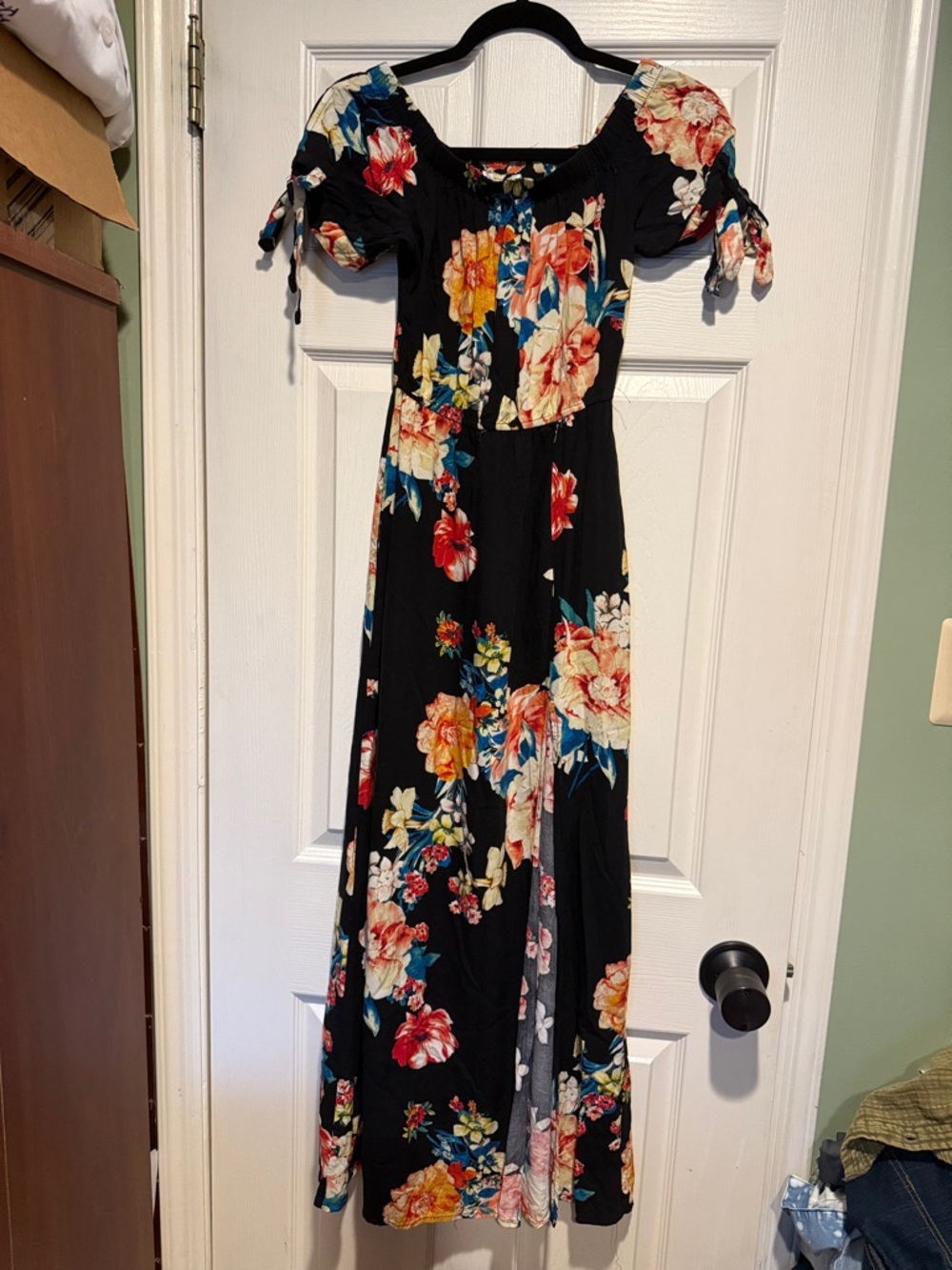 Band of Gypsies Black Floral Maxi Dress boho western floral goth prairie sexy